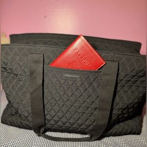 NWT Vera Bradley Classic Black Triple Compartment Travel Bag